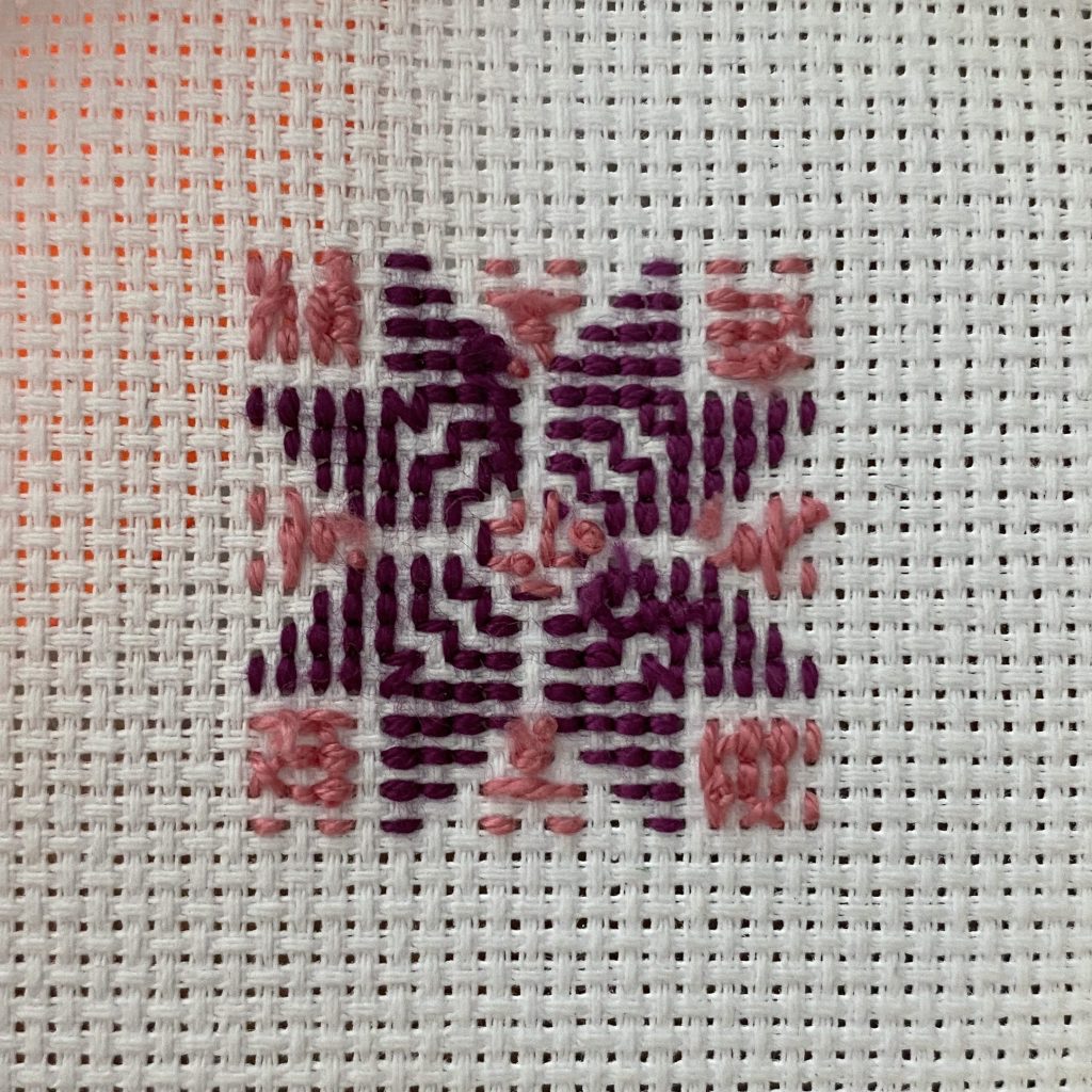 The back of my tatreez pattern and a peek into my brain. 